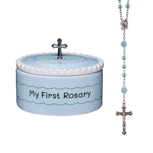 5) Cascade Goods - Boys My First Baby Rosary & Keepsake Box, Catholic Baptism Gifts for Boys, Christening Gifts for Boys Baptism, Baby Shower, Holy Communion and Fun Registry Baby Boy Baptism Gift