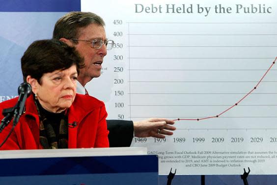 Rivlin speaks to the media about debt reduction in 2010 (Getty)