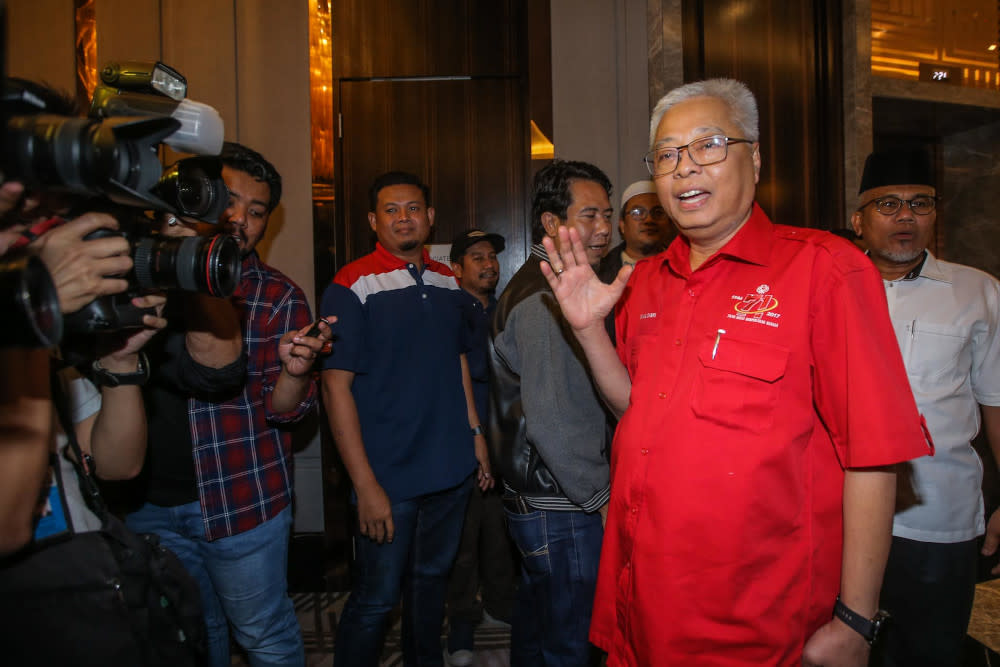 Umno vice-president Datuk Seri Ismail Sabri Yaakob arrives at Sheraton Hotel February 23, 2020. — Picture by Hari Anggara