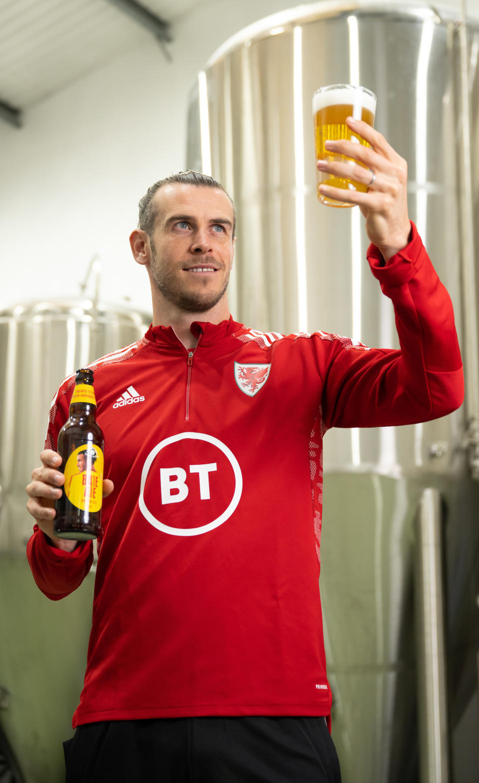 Bale sampling some of his own Bale Ale at the Glamorgan Brewery Company near Cardiff (Matt Horwood/Tesco)