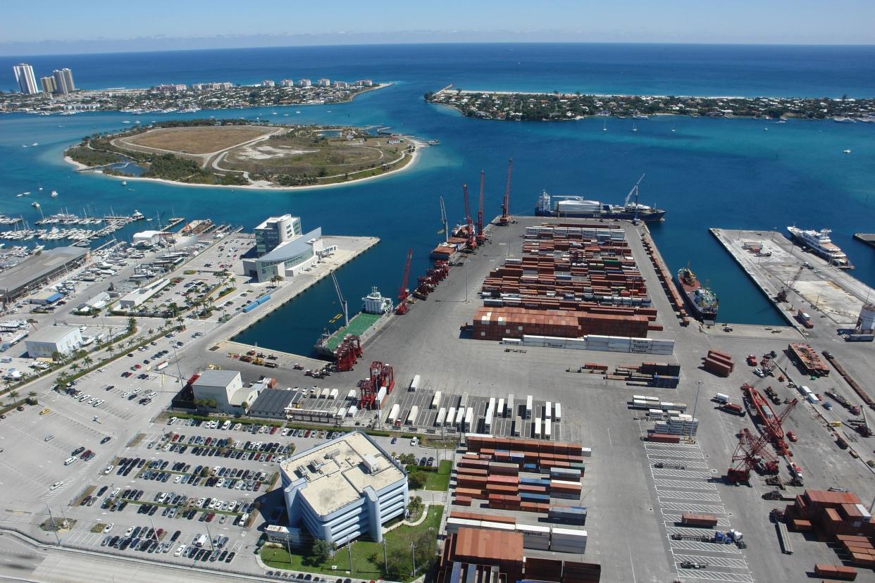 The Port of Palm Beach offers cruise and cargo services to more than 30 onsite tenants and users. On a 165-acre site in Riviera Beach, the Port processes yearly more than $14 billion in commodities and 500,000 cruise passengers. It is primarily an export port with most of its goods transported to the Caribbean, supplying 60% of everything consumed in the Bahamas.