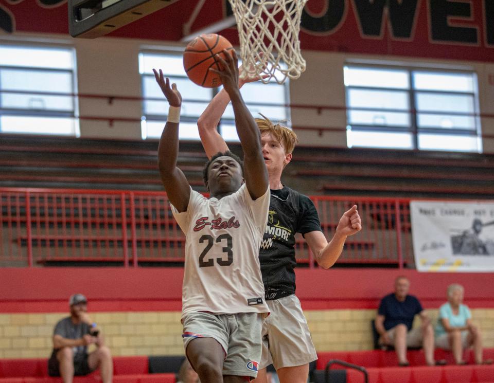 East's Antonio Lewis, shown shooting against Sycamore in Monday's opening round, has emerged as an offensive and defensive standout for the E-Rabs during the East Summer League.