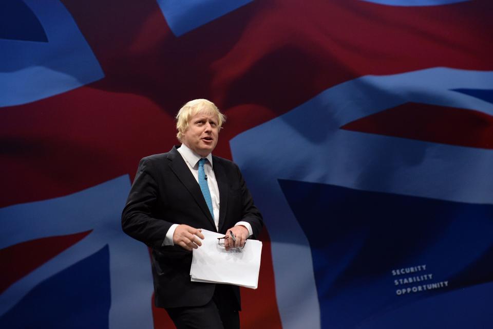 Boris Johnson, MP for Uxbridge, delivers his speech to the Conservative Party conference at Manchester Central.