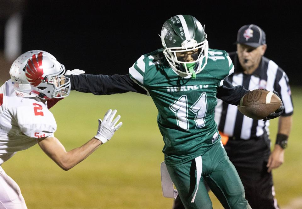 Malvern's Rodney Smith runs the ball vs. Sandy Valley, Friday, Sept. 15, 2023.