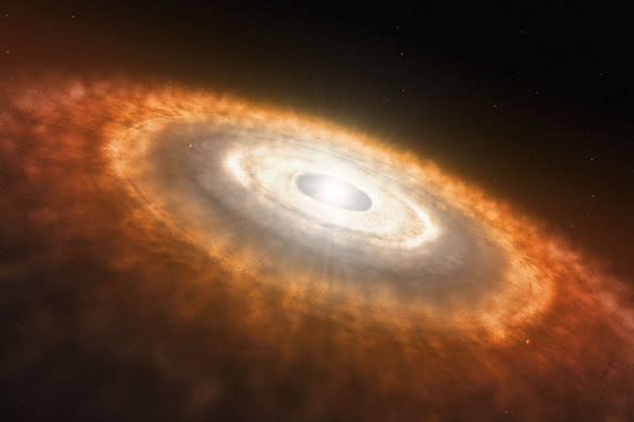 Solar emissions rippling outward from our new-born Sun would have produced rings of material destined to form the planets.