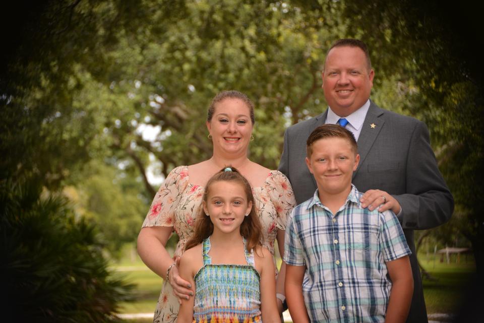 Brian Potters, Brevard County Sheriff candidate, with his family: wife Christina, and children Isabella and Josh.