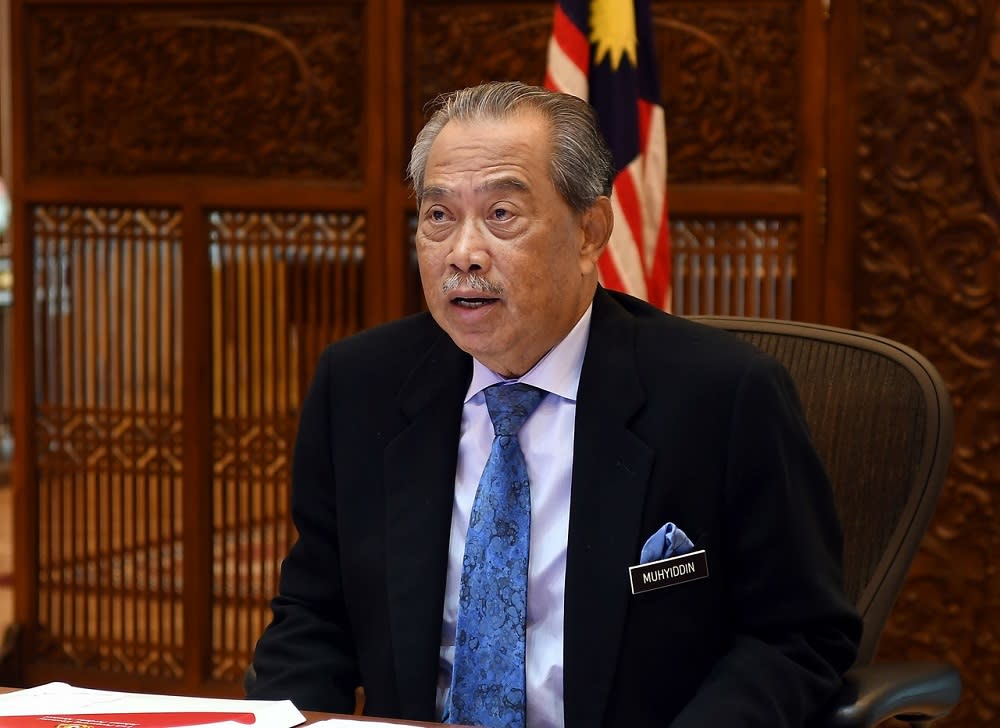 Prime Minister Tan Sri Muhyiddin Yassin chairing the National Security Council special meeting via video teleconferencing in Putrajaya October 19, 2020. — Bernama pic