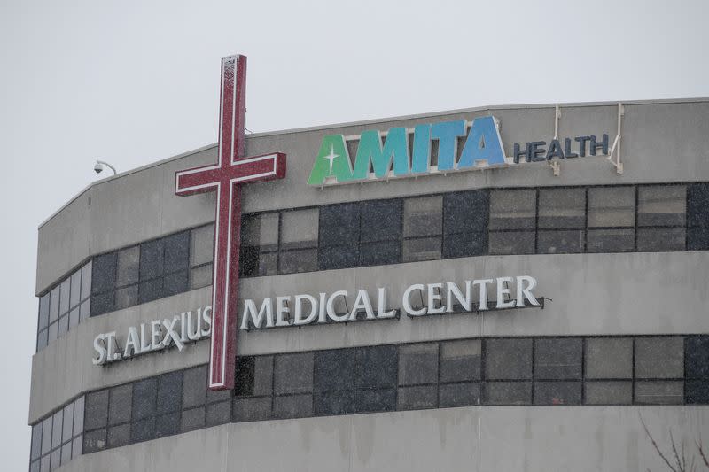 A general view of the St. Alexius Medical Center, where confirmed coronavirus patient is being treated in Hoffman Estates