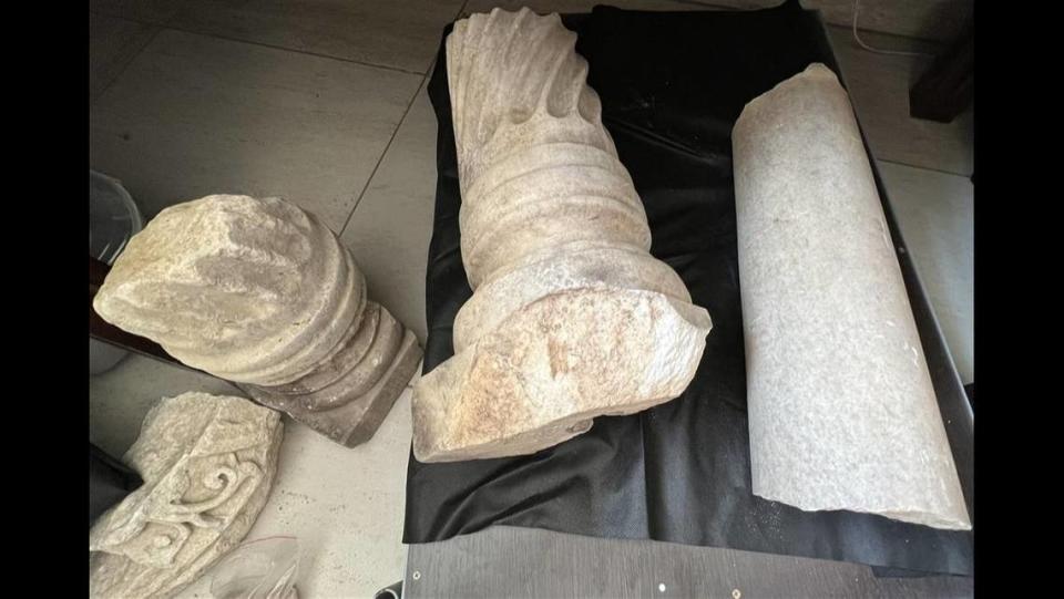 The richly decorated synagogue was filled with marble columns, according to researchers.