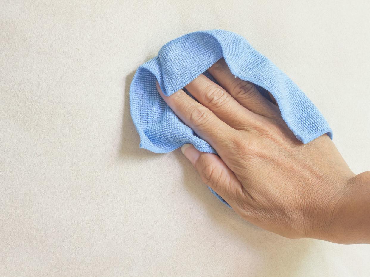 creamy fabric cleaning with a Microfiber Cloth