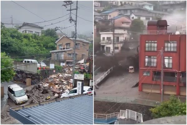 靜岡縣熱海市大規模土砂崩熱石流，有網民事後分享多條恐怖片段。