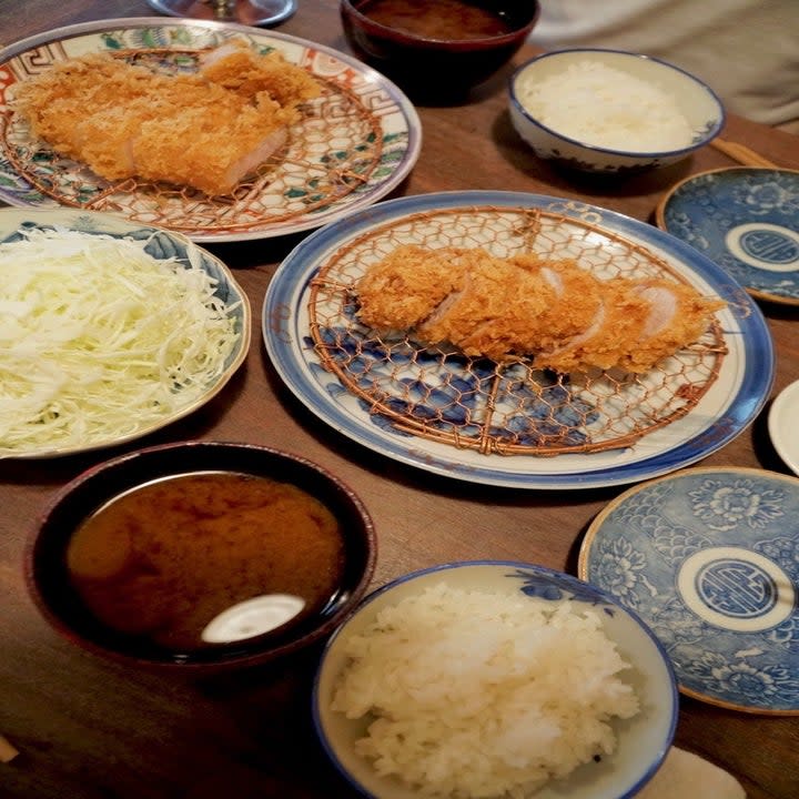 Pork katsu with rice on a table
