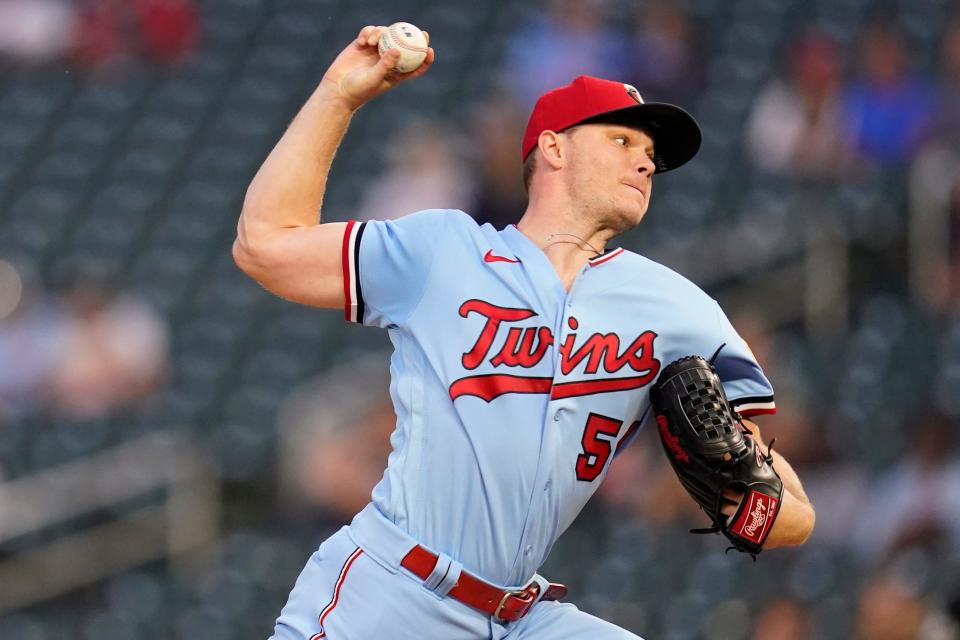 Minnesota Twins starting pitcher Sonny Gray delivers during the second inning of the team's baseball game against the Kansas City Royals, Wednesday, Sept. 14, 2022, in Minneapolis. (AP Photo/Abbie Parr)