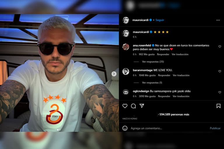 El posteo de Mauro Icardi luego de que L-Gante confirmara que tuvo un romance con Wanda Nara (Foto Instagram @mauroicardi)