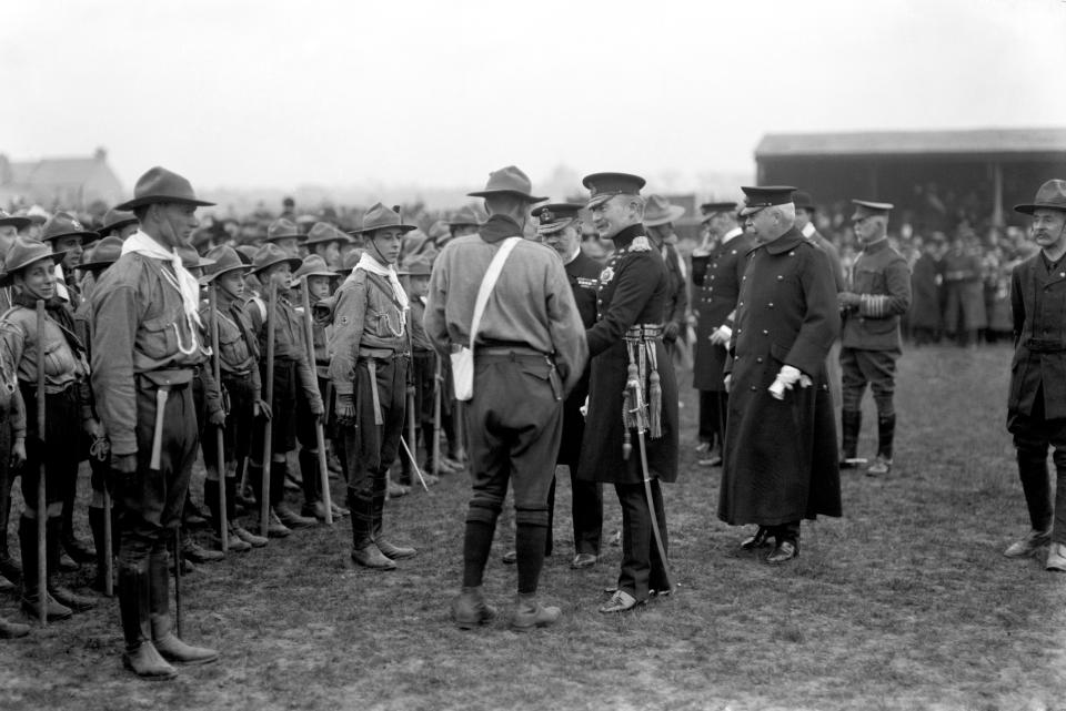 File photo dated 01/01/1910 of Lieutenant-General Baden-Powell (centre right) inspecting Boy Scouts at New Brompton. A statue of Robert Baden-Powell on Poole Quay in Dorset is due to be removed and placed in "safe storage" following concerns about his actions while in the military and "Nazi sympathies". The action follows a raft of Black Lives Matter protests across the UK, sparked by the death of George Floyd, who was killed on May 25 while in police custody in the US city of Minneapolis.