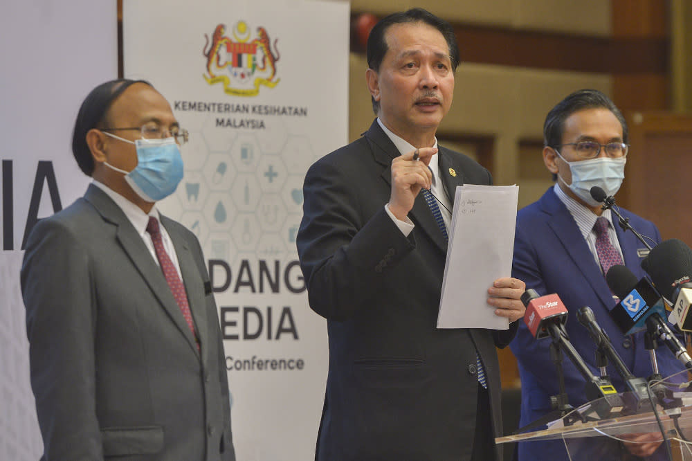 Health Director-General Tan Sri Dr Noor Hisham speaks during the Covid-19 press conference at the Ministry of Health October 1, 2020. — Picture by Miera Zulyana