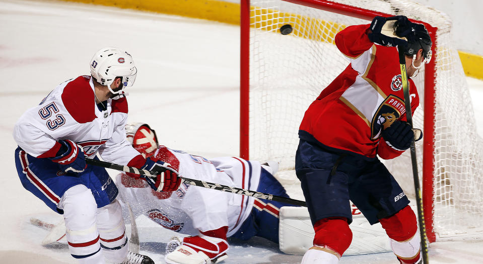 Aleksander Barkov of the Florida Panthers might have scored the goal of the year on Sunday night. (Getty Images)