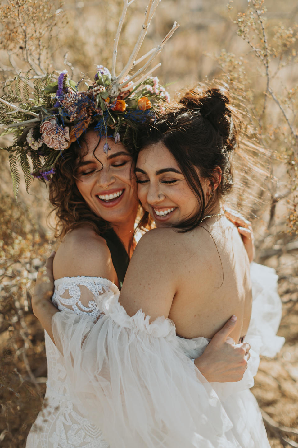 Sania Khan and Gabriella Bordó pose for a shoot in Joshua Tree, California on March 25, 2022.<span class="copyright">Wandermoore Photos and Lily & Horns</span>