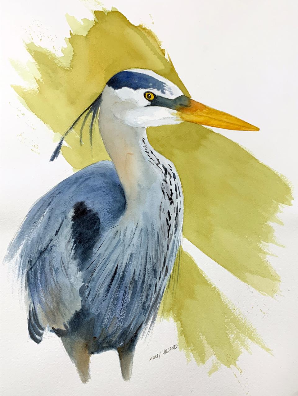 "Heron": Coastal life is a favorite subject for Marty Holland.