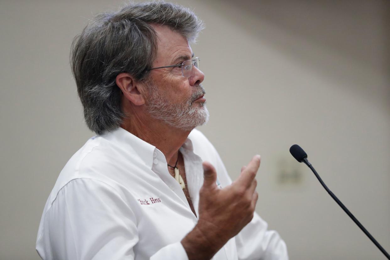 Wakulla County Commissioner Chuck Hess speaks regarding the acquisition of 717 acres of land by Florida Forever within the Wakulla Springs Protection Zone during a Florida Cabinet meeting Thursday, July 25, 2019. 