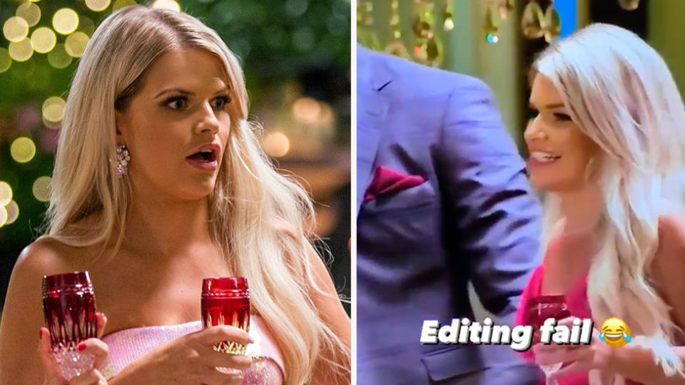 A Bachelor editing fail was pointed out on social media showing Kaitlyn Hoppe clearly not saying the words we heard on TV. Photo: Ten