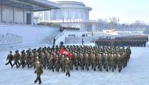 North Korean People's Army soldiers take part in a rally to swear allegiance to North Korean leader Kim Jong Un ahead of the second death anniversary of former leader Kim Jong Il at the Kumsusan Palace of the Sun, in this undated photo released by North Korea's Korean Central News Agency (KCNA) in Pyongyang December 16, 2013. (REUTERS/KCNA)