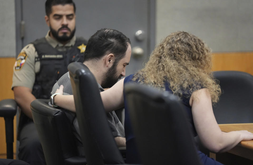 Daniel Perry reacts after being sentenced to 25 years for the murder of Garrett Foster at the Blackwell-Thurman Criminal Justice Center in Austin, Texas, on Wednesday May 10, 2023. Perry was convicted of murder in April for killing Foster during a Black Lives Matter protest in July 2020. (Jay Janner/Austin American-Statesman via AP, Pool)