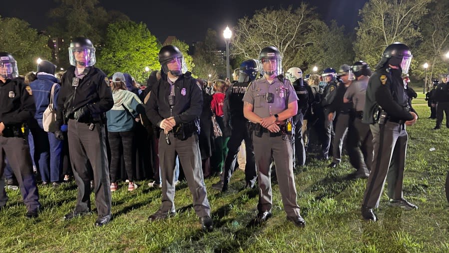 Dozens were arrested after protests broke out on Ohio State’s campus, April 25, 2024. (NBC4)
