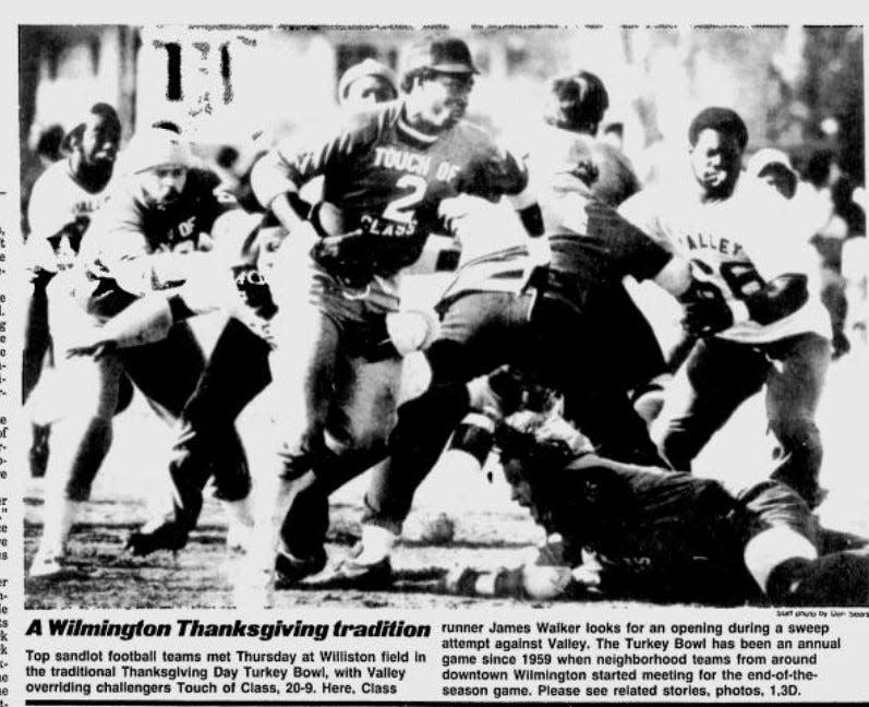 Perhaps the most remembered Wilmington tradition: the Turkey Bowl.