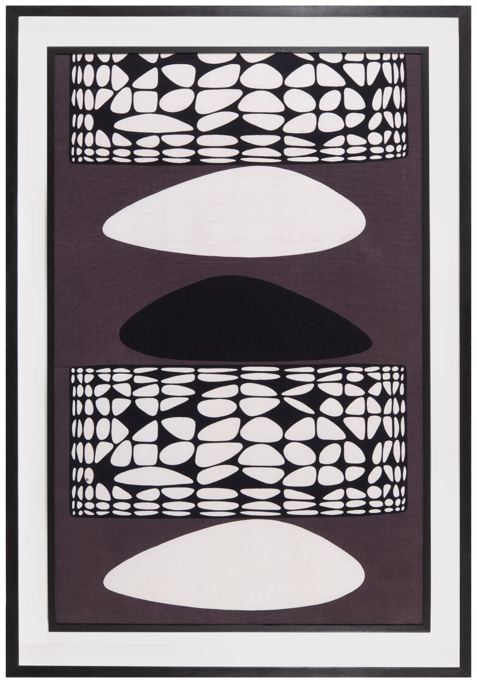 “Kernoo, 1962,” a screen print on cotton by Victor Vasarely.