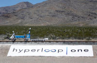 A sled recovery vehicle moves a test sled back to the starting position following a propulsion open-air test at Hyperloop One in North Las Vegas, Nevada, U.S. May 11, 2016. REUTERS/Steve Marcus