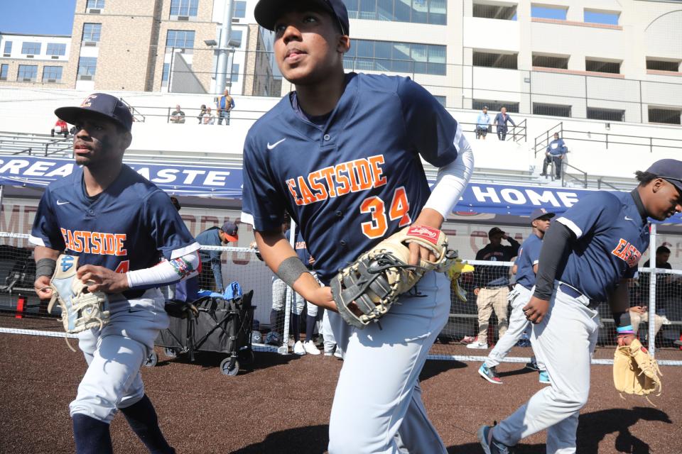 Paterson, NJ — Led by Eduardo Alcantara, the Eastside HS baseball team takes the field for its first game in 26 years at the rebuilt Hinchliffe Stadium. The Ghosts hosted Don Bosco Prep on May 17, 2023.