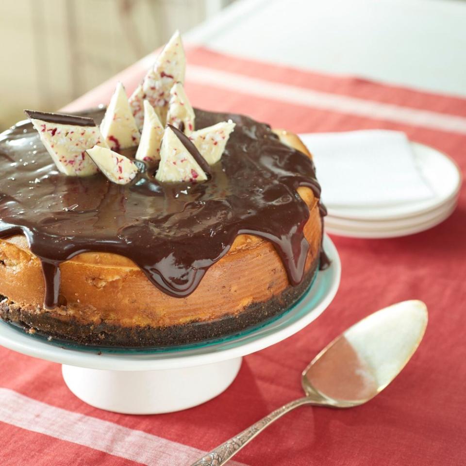 Chocolate Chunk Candy Cane Cheesecake