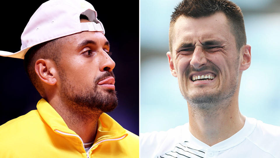 Pictured left to right, Aussie tennis players Nick Kyrgios and Bernard Tomic.