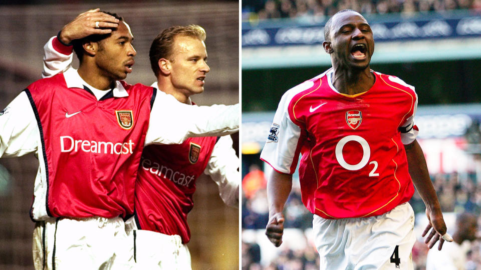 Seen here, Arsenal' greats Thierry Henry, Dennis Bergkamp and Patrick Vieira.