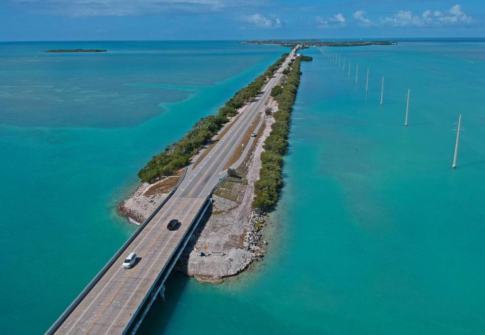 Vehicular traffic on the Overseas Highway was extremely light Tuesday, March 24, 2020, in Islamorada, Fla.