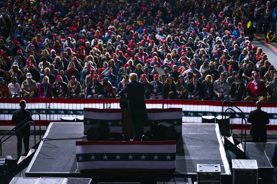 President Donald Trump at a campaign rally Tuesday in Johnstown, Pennsylvania. About 78% of white evangelicals told Pew they were leaning toward voting for the president's reelection. (Photo: Evan Vucci/Associated Press)