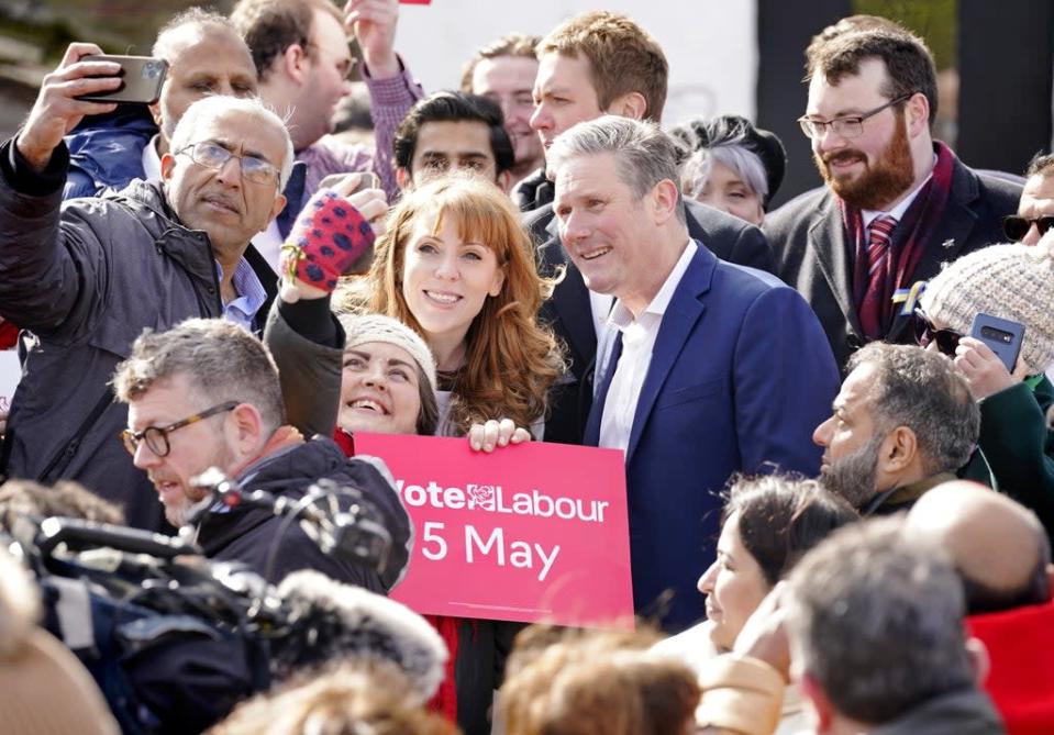 Sir Keir Starmer and Angela Rayner at the launch of Labour&#x002019;s local election campaign in Bury, Greater Manchester, last month (Danny Lawson/PA) (PA Wire)