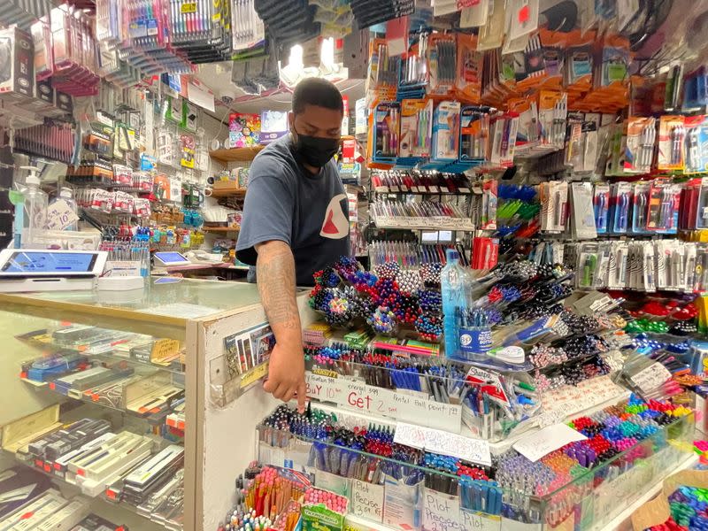 School supplies on display at Stationery and Toy World in New York City
