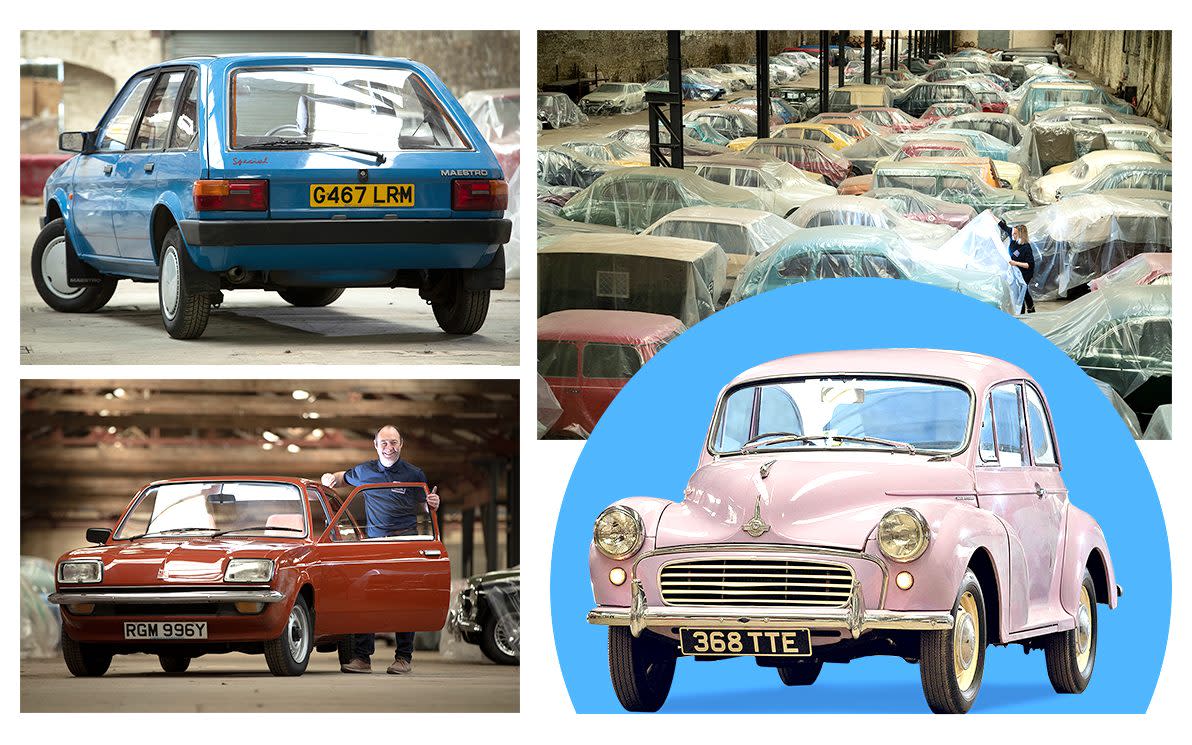 Classic cars on display at The Great British Car Journey will include, clockwise from top left, the Austin Maestro, Morris Minor Million, and Vauxhall Chevette