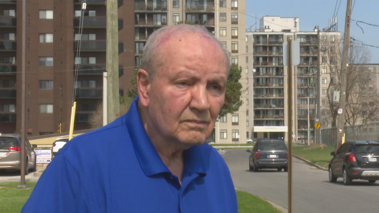 Windsor's Ward 5 councillor Ed Sleiman stands next to Erskine Street in his ward. (Dalson Chen/CBC - image credit)