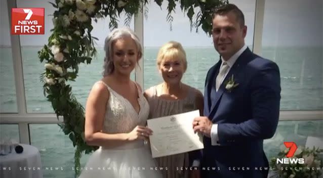 The couple made it through the ceremony. Source: 7 News