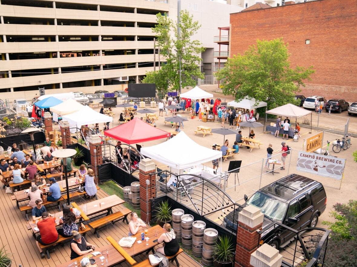 Campio Brewing Co.'s patio extends into its parking lot. (Submitted by Ray Burton - image credit)