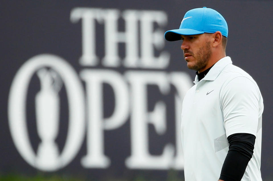 Brooks Koepka walking on the 18th hole during the second round.