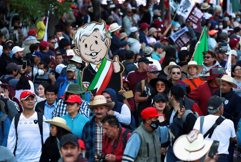 March in support of Mexican President Andres Manuel Lopez Obrador, in Mexico City