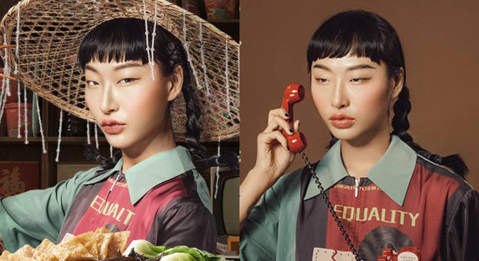 中國網民怒斥內地食品商「瞇瞇眼」廣告照「辱華」 涉事女模發聲：眼睛小不配做中國人？