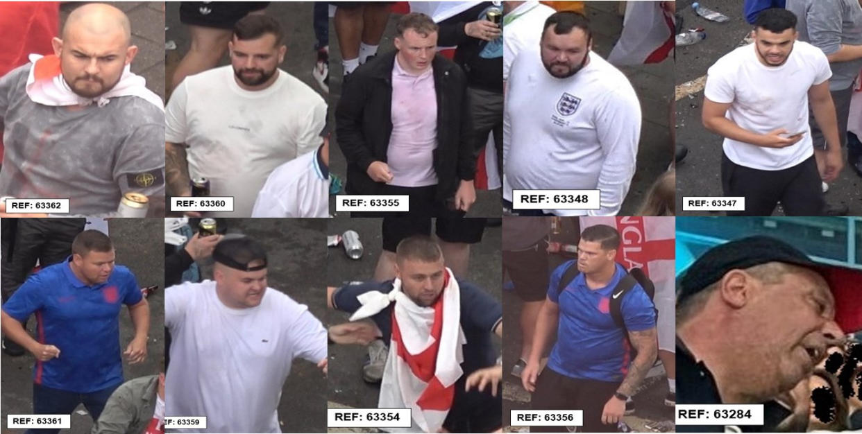 Police release images of 10 men sought in connection with Euro 2020 disorder
