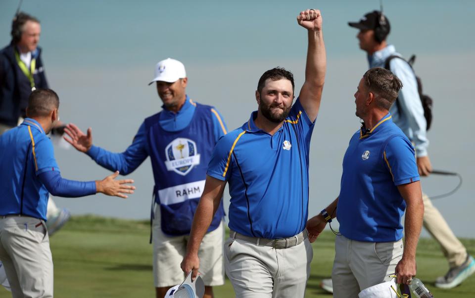 Rahm celebrates after the 3&1 victory - GETTY IMAGES