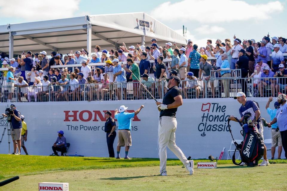 Brooks Koepka, teeing off on the 17th hole during the third round of February's Honda Classic, would not be able to play in next  year's event due to his defection to the LIV Tour.