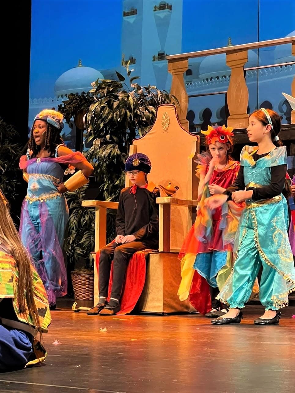 Fine arts instructors at Adrian Public Schools say there has been a large amount of student interest and participation so far this school year in theater productions. Pictured is a scene from Michener Elementary School's production of "Aladdin, Jr.," which was performed in mid-November.